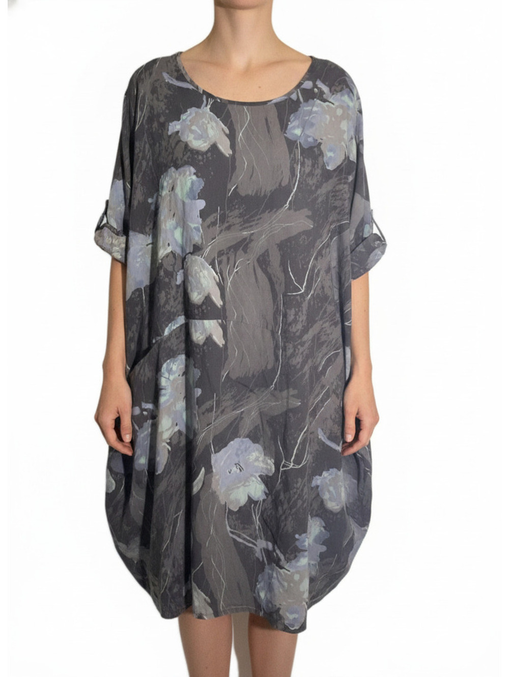 Simply Couture Lagenlook Long Tunic/ Dress Watercolor Floral print XXL
